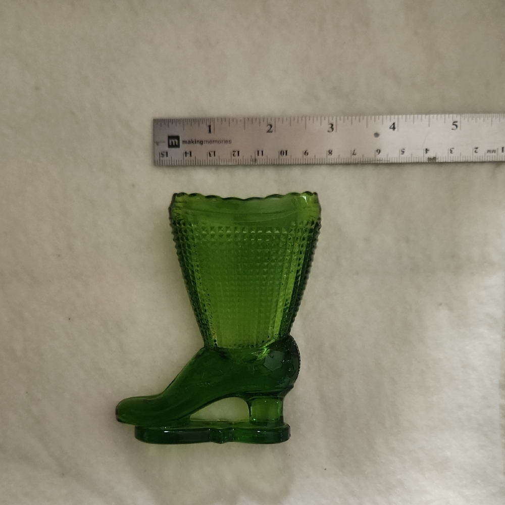 Green Glass Boot Vase